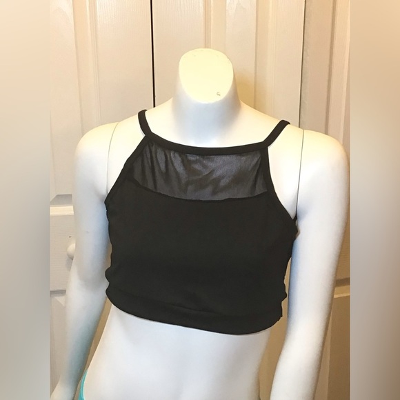ISP Dancewear Savannah Black Mesh Cropped Halter Dance Top Size AS - Picture 1 of 6